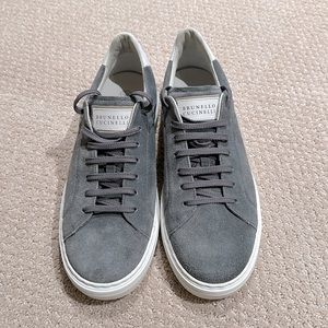 Brand New Brunello Cucinelli Gray Suede Low Top Men’s Sneakers Size 44